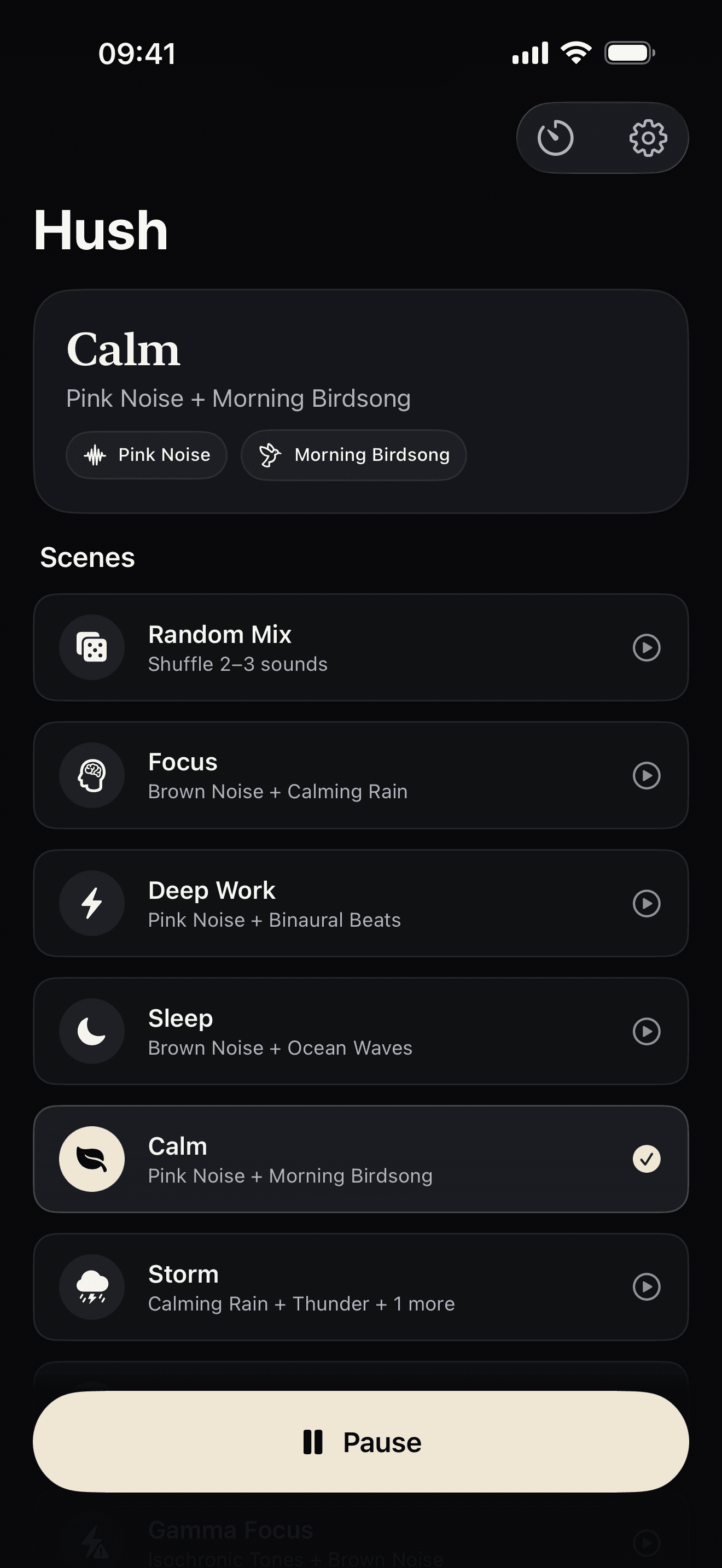 Hush app interface